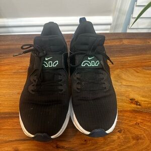 Nike Black Sneakers with White and Green Accents